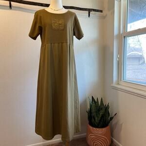 Carolina Clothing Co. Vintage 90s Sage Green Cotton USA Made Midi Dress Size M